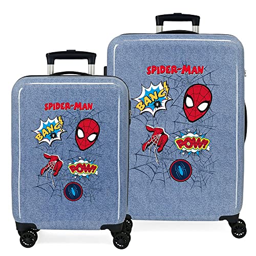 Marvel Spiderman Denim Koffer-Set, blau, 55/68 cm, starr, ABS-Kombinationsverschluss, seitlich, 104 l, 6 kg, 4 Räder, Handgepäck von Marvel