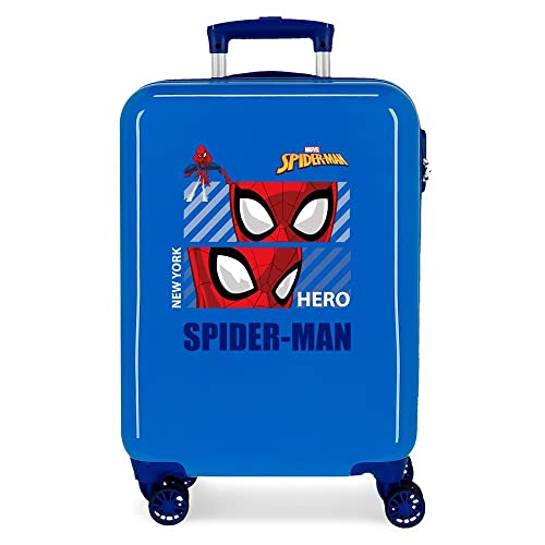 Marvel Spiderman Hero Kabinentrolley, Blau, 38 x 55 x 20 cm, starrer ABS-Kombinationsverschluss, 34 l, 2 kg, 4 Räder, Handgepäck von Marvel