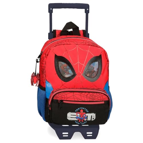 Marvel Spiderman Protector Vorschulrucksack mit rotem Trolley 23x28x10 cm Polyester 6,44L von Marvel