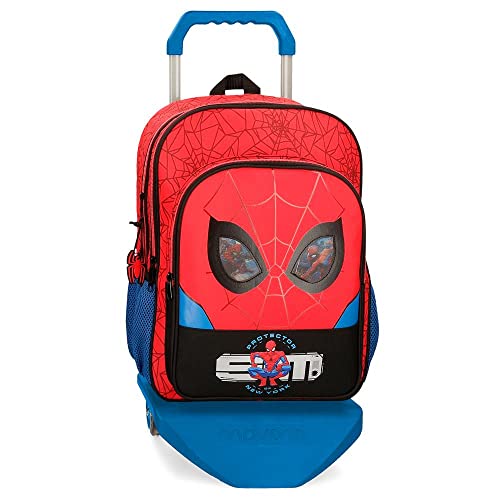 Marvel Spiderman Protector Schulrucksack mit zwei Fächern und rotem Trolley 30x40x13 cm Polyester 15,6L von Marvel