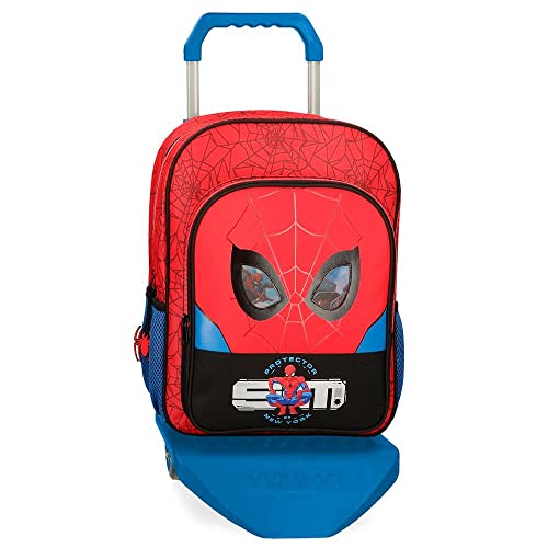 Marvel Spiderman Schulrucksack für Kinder, rot, Mochila Escolar con Carro, Schulrucksack mit Trolley von Marvel