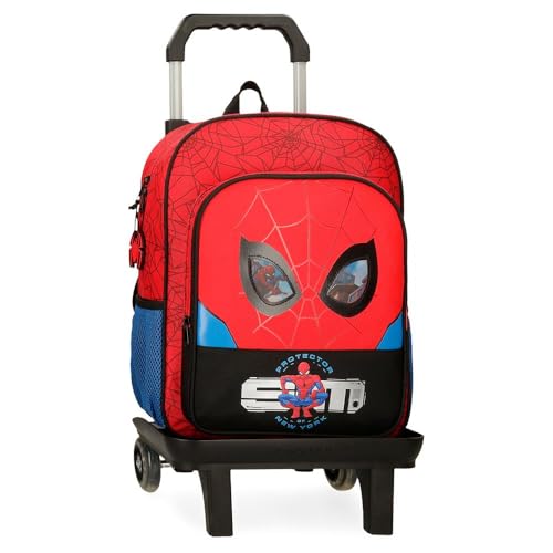 Marvel Spiderman Schulrucksack für Kinder, rot, Mochila Escolar con Carro, Schulrucksack mit Trolley von Marvel