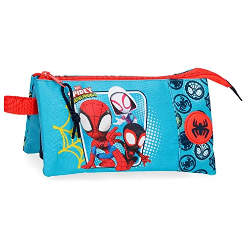 Marvel Spidey Team Up Federmäppchen, dreifach, Blau, 22 x 12 x 5 cm, Polyester, blau, Dreifach-Etui von Marvel