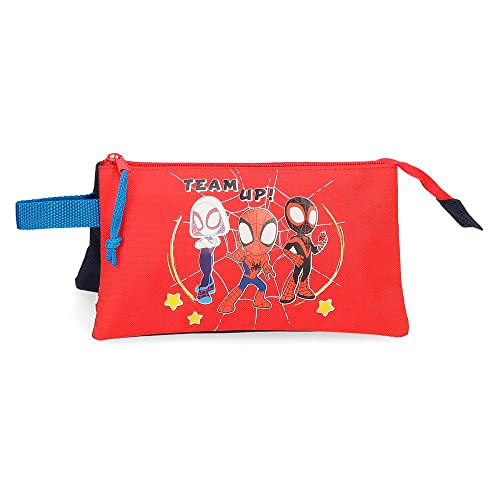 Marvel Spidey and Friends Dreifaches rotes Federmäppchen, 22 x 12 x 5 cm, Polyester von Marvel