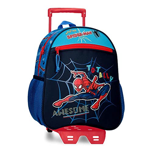 Marvel Spiderman Totally awesome Schulrucksack mit Trolley Blau 27x33x11 cm Polyester 9,8L von Marvel