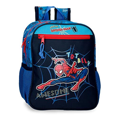 Marvel Spiderman Totally awesome Vorschulrucksack Anpassbar an Trolley Blau 23x28x10 cm Polyester 6,44L von Marvel