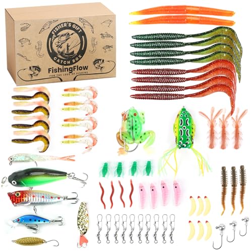 71 PCS Angelzubehör Angelköder Set, Angelset Angelhaken Köderbox Angeln, Angelköder für Süß- und Salzwasser, Kunstköder Gummiköder Jigs Head mit Barsch Köder Forellenköder, Angelgeschenke für Männer 71 PCS Angelzubehör Angelköder Set, Angelset Angelhaken Köderbox Angeln, Angelköder für Süß- und Salzwasser, Kunstköder Gummiköder Jigs Head mit Barsch Köder Forellenköder, Angelgeschenke für Männer von Mason Life
