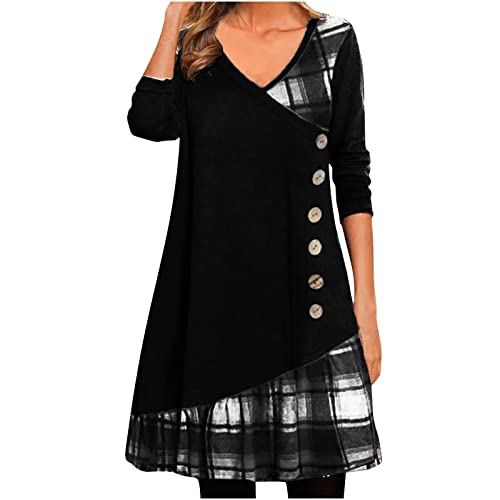 A-Linie Kleid Damen Kleider Kariertes Patchwork Minikleid Langärmliges Skaterkleid mit V-Ausschnitt Kaschmir Frühlingskleid Tunikakleid in Übergröße Freizeitkleid Blusenkleid S-5XL A-Linie Kleid Damen Kleider Kariertes Patchwork Minikleid Langärmliges Skaterkleid mit V-Ausschnitt Kaschmir Frühlingskleid Tunikakleid in Übergröße Freizeitkleid Blusenkleid S-5XL von Masrin
