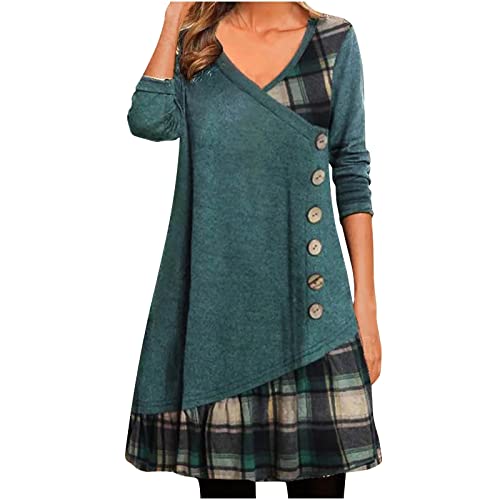 A-Linie Kleid Damen Kleider Kariertes Patchwork Minikleid Langärmliges Skaterkleid mit V-Ausschnitt Kaschmir Frühlingskleid Tunikakleid in Übergröße Freizeitkleid Blusenkleid S-5XL A-Linie Kleid Damen Kleider Kariertes Patchwork Minikleid Langärmliges Skaterkleid mit V-Ausschnitt Kaschmir Frühlingskleid Tunikakleid in Übergröße Freizeitkleid Blusenkleid S-5XL von Masrin