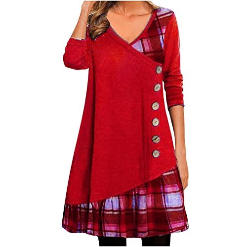 A-Linie Kleid Damen Kleider Kariertes Patchwork Minikleid Langärmliges Skaterkleid mit V-Ausschnitt Kaschmir Frühlingskleid Tunikakleid in Übergröße Freizeitkleid Blusenkleid S-5XL A-Linie Kleid Damen Kleider Kariertes Patchwork Minikleid Langärmliges Skaterkleid mit V-Ausschnitt Kaschmir Frühlingskleid Tunikakleid in Übergröße Freizeitkleid Blusenkleid S-5XL von Masrin