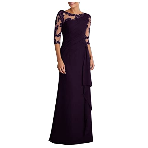 Abendkleid Damen Blumenstickerei Spitzen Nähten Cocktailkleid Einfarbiges Partykleid Bodenlanges Langes Maxikleid Rundhals Mittelärmel Tunikakleid Ballkleid Karnevalskleid Etuikleid Abendkleid Damen Blumenstickerei Spitzen Nähten Cocktailkleid Einfarbiges Partykleid Bodenlanges Langes Maxikleid Rundhals Mittelärmel Tunikakleid Ballkleid Karnevalskleid Etuikleid von Masrin