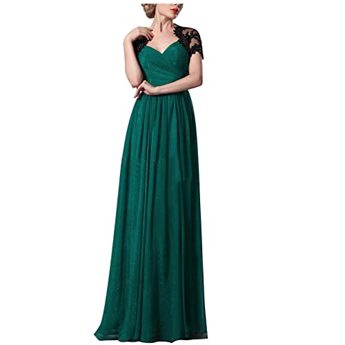 Abendkleid Damen Elegantes Floraler Spitze Patchwork Cocktailkleid Rundhals Mittleren Ärmeln Ballkleid Bodenlanges langes Maxikleid Partykleid mit Rüschensaum Einfarbig Brautkleid Hochzeitskleid Abendkleid Damen Elegantes Floraler Spitze Patchwork Cocktailkleid Rundhals Mittleren Ärmeln Ballkleid Bodenlanges langes Maxikleid Partykleid mit Rüschensaum Einfarbig Brautkleid Hochzeitskleid von Masrin