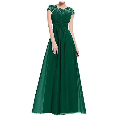 Abendkleid Damen Elegantes Floraler Spitze Patchwork Cocktailkleid Rundhals Mittleren Ärmeln Ballkleid Bodenlanges langes Maxikleid Partykleid mit Rüschensaum Einfarbig Brautkleid Hochzeitskleid Abendkleid Damen Elegantes Floraler Spitze Patchwork Cocktailkleid Rundhals Mittleren Ärmeln Ballkleid Bodenlanges langes Maxikleid Partykleid mit Rüschensaum Einfarbig Brautkleid Hochzeitskleid von Masrin