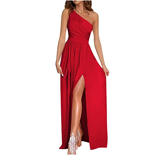 Abendkleid Damen Sexy One Shoulder Partykleid Temperament Einfarbiges Bodenlanges Maxi Langes Kleid Elegantes Modisches Cocktailkleid Ballkleid mit hohem Schlitz Swingkleid mit Empire Taille Abendkleid Damen Sexy One Shoulder Partykleid Temperament Einfarbiges Bodenlanges Maxi Langes Kleid Elegantes Modisches Cocktailkleid Ballkleid mit hohem Schlitz Swingkleid mit Empire Taille von Masrin