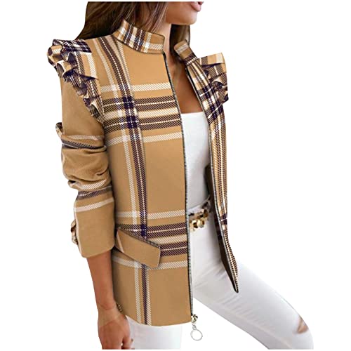 Blazer Damen Business Casual Anzug Anzugjacke mit Leopardenmuster Bürodame Berufskleidung Stehen Langarmshirts Cardigan Bluse mit offenem Reißverschluss Übergangsjacke Wintermantel Winterjacke Blazer Damen Business Casual Anzug Anzugjacke mit Leopardenmuster Bürodame Berufskleidung Stehen Langarmshirts Cardigan Bluse mit offenem Reißverschluss Übergangsjacke Wintermantel Winterjacke von Masrin