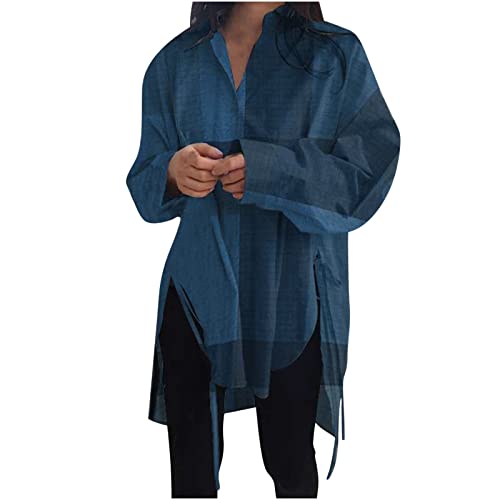 Bluse Damen Oversize Freizeithemd Einfarbiges Longshirt Revers Langarm Blusentops Großen Größen Hemd Tops Asymmetrisches Saum Vorne hinten Hemd Seitlichem Schlitz Urlaubshemd mit Schnürung S-5XL Bluse Damen Oversize Freizeithemd Einfarbiges Longshirt Revers Langarm Blusentops Großen Größen Hemd Tops Asymmetrisches Saum Vorne hinten Hemd Seitlichem Schlitz Urlaubshemd mit Schnürung S-5XL von Masrin