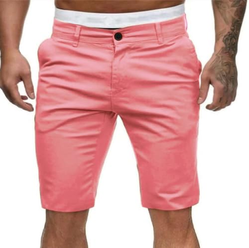 Cargo Shorts Herren Einfarbig Kurze Cargohose Knielang Baumwolle Chino Hosen Freizeithose mit Taschen Bermuda Shorts Mit 4 Taschen Hosenschlitz mit Reißverschluss vorne Sommershort Standshorts von Masrin