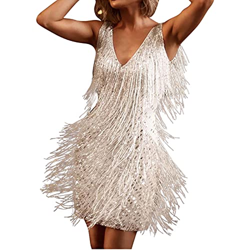 Cocktailkleid Damen Ärmelloses Kleid mit tiefem V Ausschnitt Einfarbiges Club Kleid mit Pailletten Heißes Mädchen Partykleid Sexy Abendkleid Ballkleid Minikleid Cocktailkleid Damen Ärmelloses Kleid mit tiefem V Ausschnitt Einfarbiges Club Kleid mit Pailletten Heißes Mädchen Partykleid Sexy Abendkleid Ballkleid Minikleid von Masrin