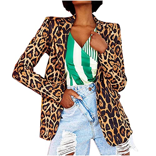 Damen Anzugjacke Blazer Fashion Leopardenmuster Anzug Mantel Business Casual Anzug EIN-Knopf-Anzugjacke Open Front Business Jacke Gemütlich Büro Office Outwear Für Büro Business & Casual Damen Anzugjacke Blazer Fashion Leopardenmuster Anzug Mantel Business Casual Anzug EIN-Knopf-Anzugjacke Open Front Business Jacke Gemütlich Büro Office Outwear Für Büro Business & Casual von Masrin