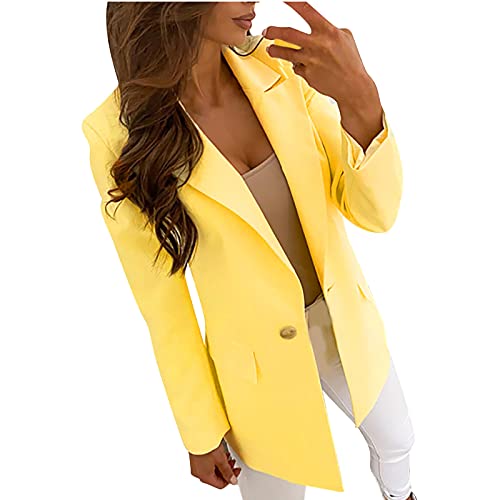 Damen Blazer Business Casual Anzug Mantel Modische einfarbige Jacke mit Taschen Umlegekragen Langarm Oberbekleidung Einreihige Cardigan Oberteile von Masrin