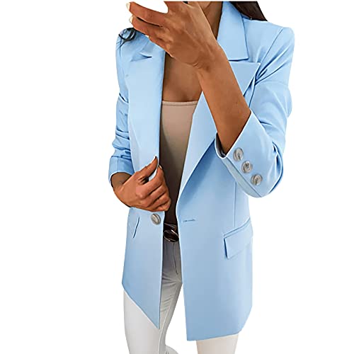 Damen Blazer Business Casual Anzug Mantel Modische einfarbige Jacke mit Taschen Umlegekragen Langarm Oberbekleidung Einreihige Cardigan Oberteile von Masrin