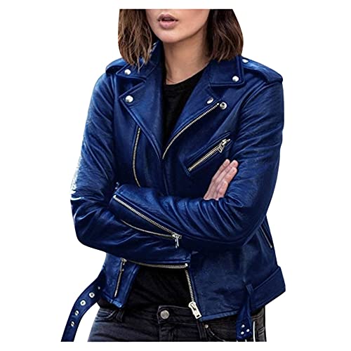 Damen Lederjacke Mantel mit Revers und Langen Ärmeln Cardigan mit Frontreißverschluss Herbst Kurze Oberbekleidung Einfarbige Motorjacken Strassenmode Damen Lederjacke Mantel mit Revers und Langen Ärmeln Cardigan mit Frontreißverschluss Herbst Kurze Oberbekleidung Einfarbige Motorjacken Strassenmode von Masrin