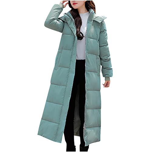 Daunen Baumwolljacke Damen Verlängerte verdickte Daunenjacke Warme Winterjacke Modische einfarbige Puffer Jacke Langer Trenchcoat Cardigan Bluse mit offener Naht Übergangsjacke mit Knopfleiste von Masrin