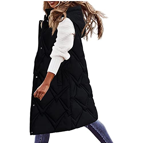 Daunenweste Damen Lang Winterjacke Einfarbig Daunenjacke Warm Weste Jacke mit Kapuze Steppjacke Wintermantel Casual Daunenmantel Slim Gilet mit Taschen Übergangsjacke Steppjacke Pufferjacket Daunenweste Damen Lang Winterjacke Einfarbig Daunenjacke Warm Weste Jacke mit Kapuze Steppjacke Wintermantel Casual Daunenmantel Slim Gilet mit Taschen Übergangsjacke Steppjacke Pufferjacket von Masrin