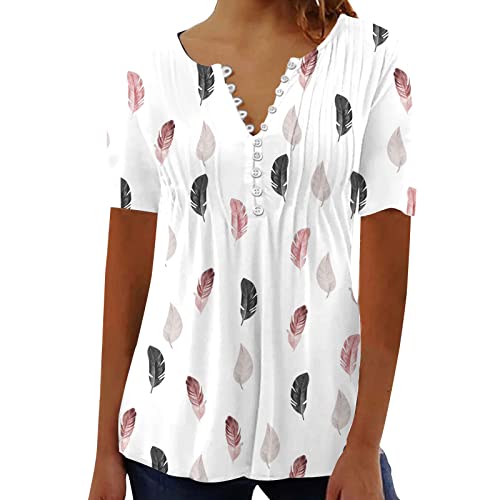 Elegante 3/4 Ärmel Bluse Damen Modische Federdruck Oberteile Tunika mit Knopfleiste V-Ausschnitt Dreiviertellangen Ärmeln Pullover Sommer Herbst Langarmshirt Plissee Shirt Slim Fit Blusentops Elegante 3/4 Ärmel Bluse Damen Modische Federdruck Oberteile Tunika mit Knopfleiste V-Ausschnitt Dreiviertellangen Ärmeln Pullover Sommer Herbst Langarmshirt Plissee Shirt Slim Fit Blusentops von Masrin