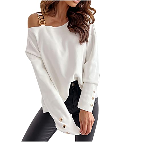 Elegante Spitzenbluse Damen Oberteile mit Spitze Nähten und modischen Blumen Einfarbiger Pullover Pulli Tops mit tiefem V Ausschnitt und Aushöhlen Herbst Langarmshirts Baggy Tunika Partykleidung von Masrin