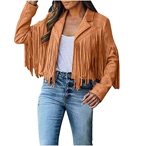 Fransenmantel Damen Mantel im Cowboy Stil Jacke aus Wildlederimitat Langarm Cardigan Mantel mit Quasten Motorradjacke Übergangsmantel Übergangsjacke Winterjacken Trench Coat Wintermantel Fransenmantel Damen Mantel im Cowboy Stil Jacke aus Wildlederimitat Langarm Cardigan Mantel mit Quasten Motorradjacke Übergangsmantel Übergangsjacke Winterjacken Trench Coat Wintermantel von Masrin