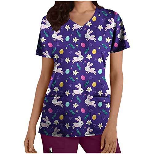 Fröhliche Ostern Kasacks Damen Pflege Tshirt Bluse Ostereier Osterhase Muster T-Shirt Arbeits V-Ausschnitt Kurzarm Krankenschwester Uniformen Osterhase Slim Fit Still Tunika Happy Easter Day Fröhliche Ostern Kasacks Damen Pflege Tshirt Bluse Ostereier Osterhase Muster T-Shirt Arbeits V-Ausschnitt Kurzarm Krankenschwester Uniformen Osterhase Slim Fit Still Tunika Happy Easter Day von Masrin