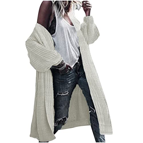 Gestrickter Mantel Damen Lang Strickjacke Blumen Motiv 3/4-Ärmeln Trenchcoat Herbst Cardigan Winter Mantel Pullover Strickmantel Windjacke Damenjacke Wintermantel Outer Bluseshirt Streetwear von Masrin