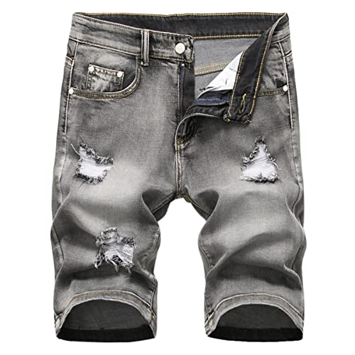 Herren Jeans Shorts Sommer Lässige Jeanshose mit elastischer Taille, Kordelzug und Taschen Plus Size Cargohose von Masrin