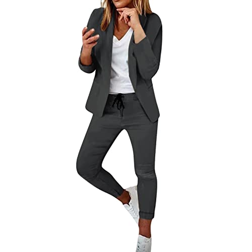 Hosenanzüge Damen Zweiteiliges Set Business Casual 2-teiliges Outfit Professionelle Kleidung Anzug Anzugjacke mit Revers Lang Anzughose Bürodame Kostüme & Blazer Hose Arbeitskleidung Hosenanzüge Damen Zweiteiliges Set Business Casual 2-teiliges Outfit Professionelle Kleidung Anzug Anzugjacke mit Revers Lang Anzughose Bürodame Kostüme & Blazer Hose Arbeitskleidung von Masrin