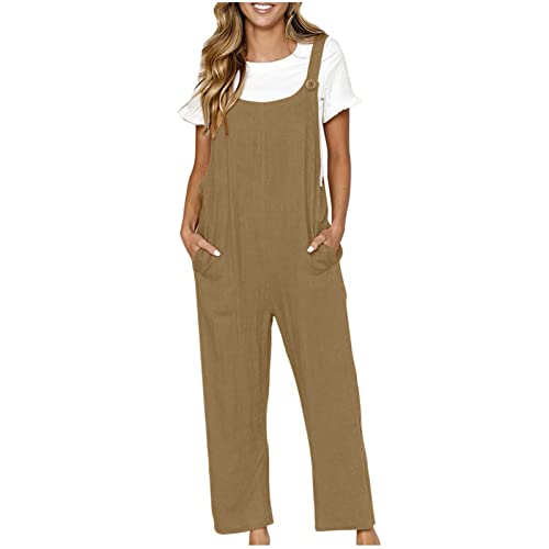 Jumpsuits Damen Baumwoll Leinen Latzhose Lang Oversize Arbeitshose Cargohose Einfarbig Einteiler Overall Breite Bein Bib Pants mit großer Tasche Ärmellos Spielanzug Jumper Cargo Hose Streetwear Jumpsuits Damen Baumwoll Leinen Latzhose Lang Oversize Arbeitshose Cargohose Einfarbig Einteiler Overall Breite Bein Bib Pants mit großer Tasche Ärmellos Spielanzug Jumper Cargo Hose Streetwear von Masrin