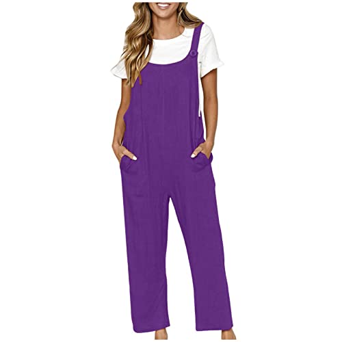 Jumpsuits Damen Baumwoll Leinen Latzhose Lang Oversize Arbeitshose Cargohose Einfarbig Einteiler Overall Breite Bein Bib Pants mit großer Tasche Ärmellos Spielanzug Jumper Cargo Hose Streetwear Jumpsuits Damen Baumwoll Leinen Latzhose Lang Oversize Arbeitshose Cargohose Einfarbig Einteiler Overall Breite Bein Bib Pants mit großer Tasche Ärmellos Spielanzug Jumper Cargo Hose Streetwear von Masrin