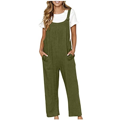 Jumpsuits Damen Baumwoll Leinen Latzhose Lang Oversize Arbeitshose Cargohose Einfarbig Einteiler Overall Breite Bein Bib Pants mit großer Tasche Ärmellos Spielanzug Jumper Cargo Hose Streetwear Jumpsuits Damen Baumwoll Leinen Latzhose Lang Oversize Arbeitshose Cargohose Einfarbig Einteiler Overall Breite Bein Bib Pants mit großer Tasche Ärmellos Spielanzug Jumper Cargo Hose Streetwear von Masrin