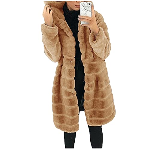 Kunstpelz Mantel Damen Einfarbige Lange Windjacke Warme Winterjacke mit Kapuze Plus Samt Steppjacke Mittellanger Trenchcoat Dicker Hoodie Thermische Oberbekleidung Kunstpelz Mantel Damen Einfarbige Lange Windjacke Warme Winterjacke mit Kapuze Plus Samt Steppjacke Mittellanger Trenchcoat Dicker Hoodie Thermische Oberbekleidung von Masrin
