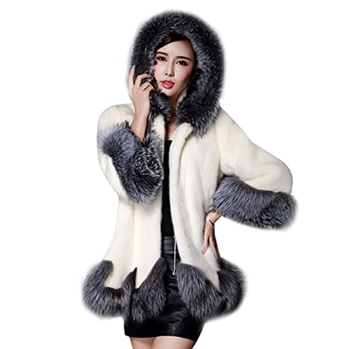 Kunstpelz Mantel Damen Flauschige Plüsch-Oberbekleidung Warme Winterjacke mit Kapuze Mantel mit Kontrastnähten Cardigan mit Thermo-Cape Kunstpelz Mantel Damen Flauschige Plüsch-Oberbekleidung Warme Winterjacke mit Kapuze Mantel mit Kontrastnähten Cardigan mit Thermo-Cape von Masrin