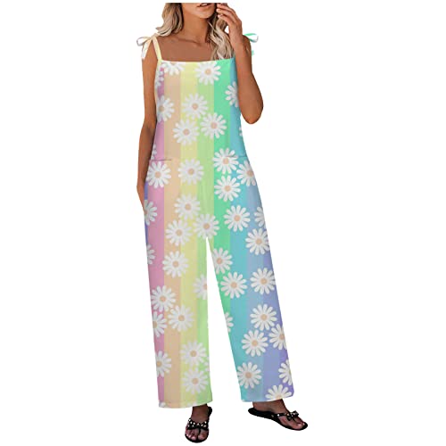 Latzhose Damen Sommer Lang Jumpsuit Oversize Arbeitshose Cargohose Regenbogen Einteiler Overall Breite Bein Bib Pants mit großer Tasche Ärmellos Spielanzug Jumper Onesie Strampler Freizeithose Latzhose Damen Sommer Lang Jumpsuit Oversize Arbeitshose Cargohose Regenbogen Einteiler Overall Breite Bein Bib Pants mit großer Tasche Ärmellos Spielanzug Jumper Onesie Strampler Freizeithose von Masrin