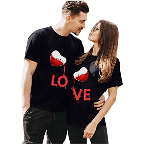 Love Herz Partner Tshirt Damen Herren Paar Shirt für Verliebte Paar Tshirt Partnergeschenke bestes Geburtstagsgeschenk Paar Geschenke Valentinstagsgeschenk Partner Look Geschenke für Frauen Männer von Masrin