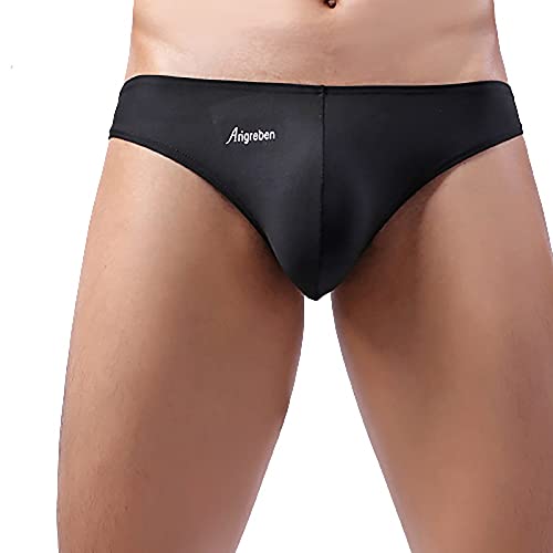 Männer Badehose Einfarbig Low-Rise Glatte Badehose Stretch Atmungsaktive Schwimmhose Teenager Jungen Badeanzug Bademode(L,Schwarz) von Masrin