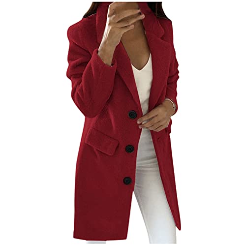 Mantel Damen Business Casual Blazer Winter warme Plüsch Oberbekleidung einfarbige Jacke Windjacke mit Revers und Langen Ärmeln Zweireihiger offener Langer Cardigan Mantel Damen Business Casual Blazer Winter warme Plüsch Oberbekleidung einfarbige Jacke Windjacke mit Revers und Langen Ärmeln Zweireihiger offener Langer Cardigan von Masrin