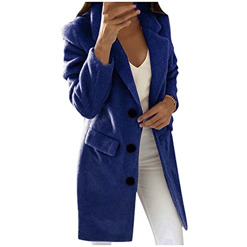 Mantel Damen Business Casual Blazer Winter warme Plüsch Oberbekleidung einfarbige Jacke Windjacke mit Revers und Langen Ärmeln Zweireihiger offener Langer Cardigan Mantel Damen Business Casual Blazer Winter warme Plüsch Oberbekleidung einfarbige Jacke Windjacke mit Revers und Langen Ärmeln Zweireihiger offener Langer Cardigan von Masrin