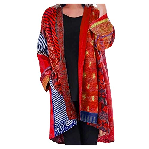 Mantel Damen Lang Leichter Strickjacke Boho 3D Motiv Mittellang Trenchcoat Übergangsmantel für den Sommer und Herbst Long Windjacke Langarmshirt Sweatjacke Langarm Herbstmantel Outer Bluseshirt von Masrin