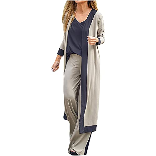 Masrin 3 teiliges Set für Damen Homewear Kontrastfarbenes Patchwork Pyjama Outfit Weiche Weste + Hose mit hohem Bund + Langarm Cardigan Bequemer Nachtwäscheanzug Masrin 3 teiliges Set für Damen Homewear Kontrastfarbenes Patchwork Pyjama Outfit Weiche Weste + Hose mit hohem Bund + Langarm Cardigan Bequemer Nachtwäscheanzug von Masrin