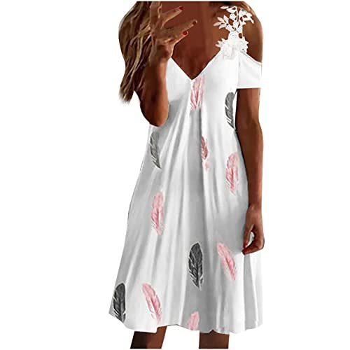 Masrin A Linie Kleid Damen Minikleid mit Spitze Riemen Schulterfreies Sommerkleid mit kurzen Ärmeln Lässiges Skaterkleid mit Federdruck Fließendes Swing Kleider Urlaub Strandkleid Knielanges Kleid Masrin A Linie Kleid Damen Minikleid mit Spitze Riemen Schulterfreies Sommerkleid mit kurzen Ärmeln Lässiges Skaterkleid mit Federdruck Fließendes Swing Kleider Urlaub Strandkleid Knielanges Kleid von Masrin