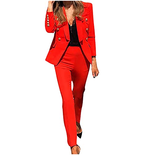 Masrin Business Anzug Damen Mode einfarbige Berufsbekleidung Büro Frauen Anzüge Revers Langarm Blazer + Hose mit hoher Taille Masrin Business Anzug Damen Mode einfarbige Berufsbekleidung Büro Frauen Anzüge Revers Langarm Blazer + Hose mit hoher Taille von Masrin