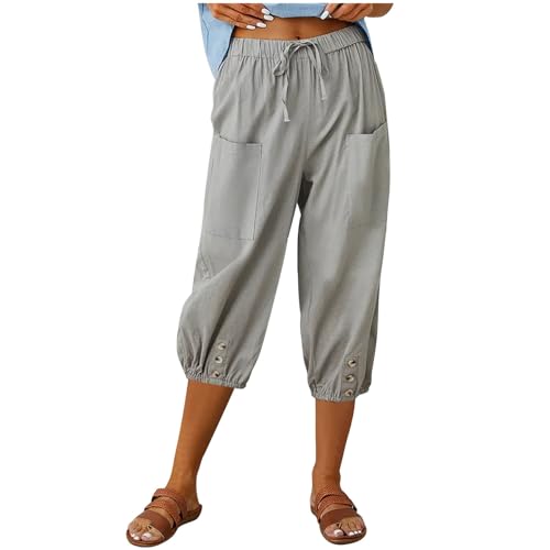Masrin Caprihose Damen Sommer 3/4 Hose Leicht Leinenhose mit Taschen Einfarbige Chinohose Elastische Taillen Stoffhose Sommerhose Regular Fit Freizeithose Laufhose Strandhose Sporthose Arbeitshose Masrin Caprihose Damen Sommer 3/4 Hose Leicht Leinenhose mit Taschen Einfarbige Chinohose Elastische Taillen Stoffhose Sommerhose Regular Fit Freizeithose Laufhose Strandhose Sporthose Arbeitshose von Masrin